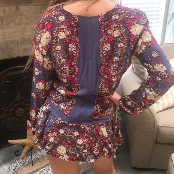 Free People Boho Floral Long Sleeve Pullover Top Size M - Picture 3 of 16